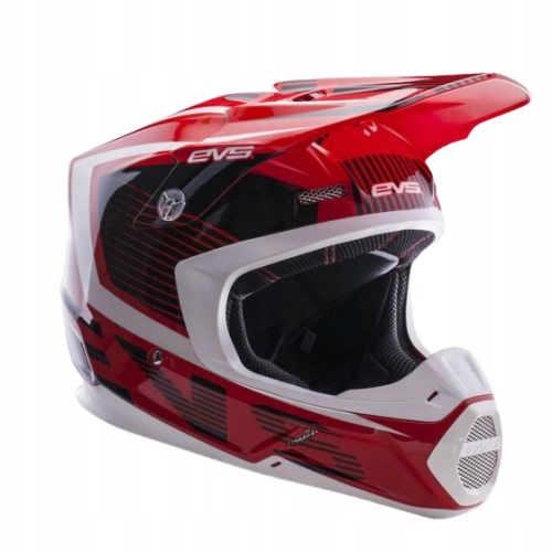 PRILBA ENDURO EVS T5 VECTOR RED WHITE CROSS R.M.