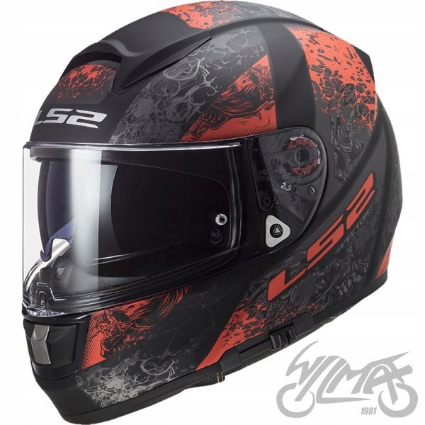 KASK LS2 FF397 VECTOR FT2 SWIPE MATNÁ ČIERNA ČERVENÁ r.L