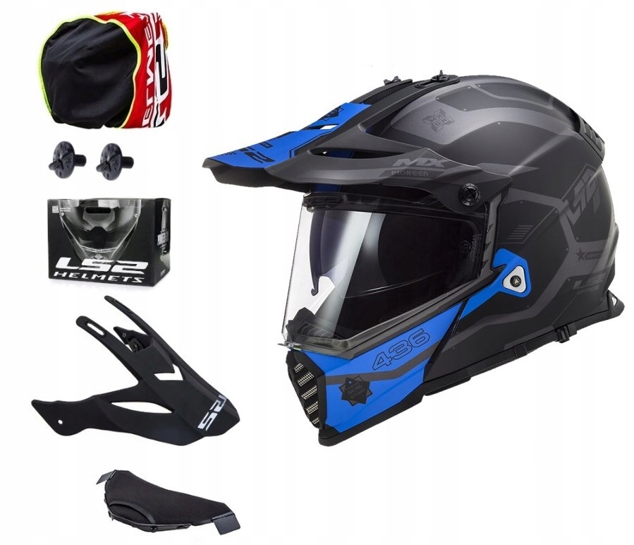 PRILBA LS2 MX436 PIONEER EVO COBRA ČIERNA MODRÁ 3XL
