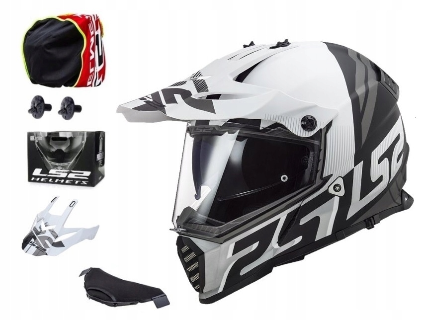 PRILBA LS2 MX436 PIONEER EVO EVOLVE BIELA ČIERNA ČIERNA