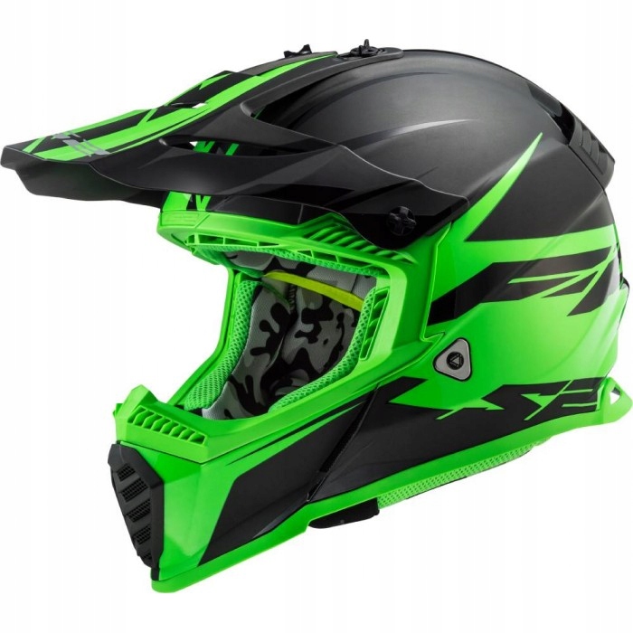PRILBA LS2 MX437 FAST EVO ROAR BLACK GREEN CROSS XL