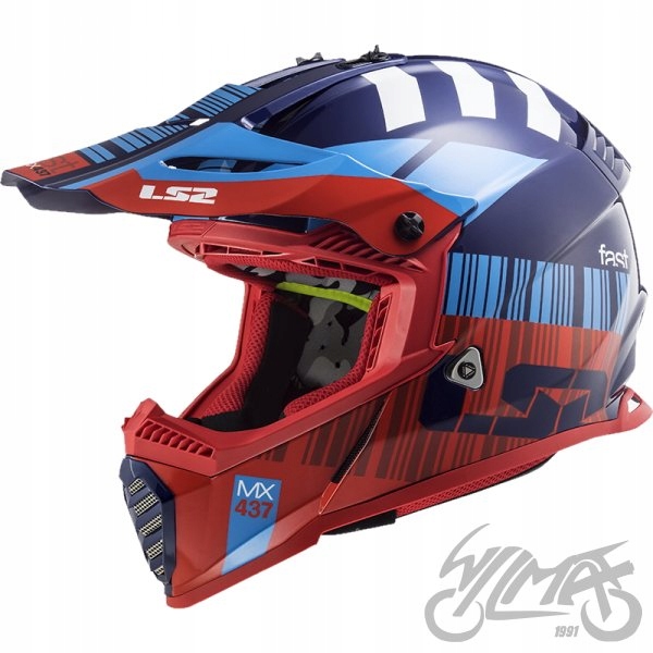 PRILBA LS2 MX437 FAST EVO XCODE RED BLUE r.M NOVINKA