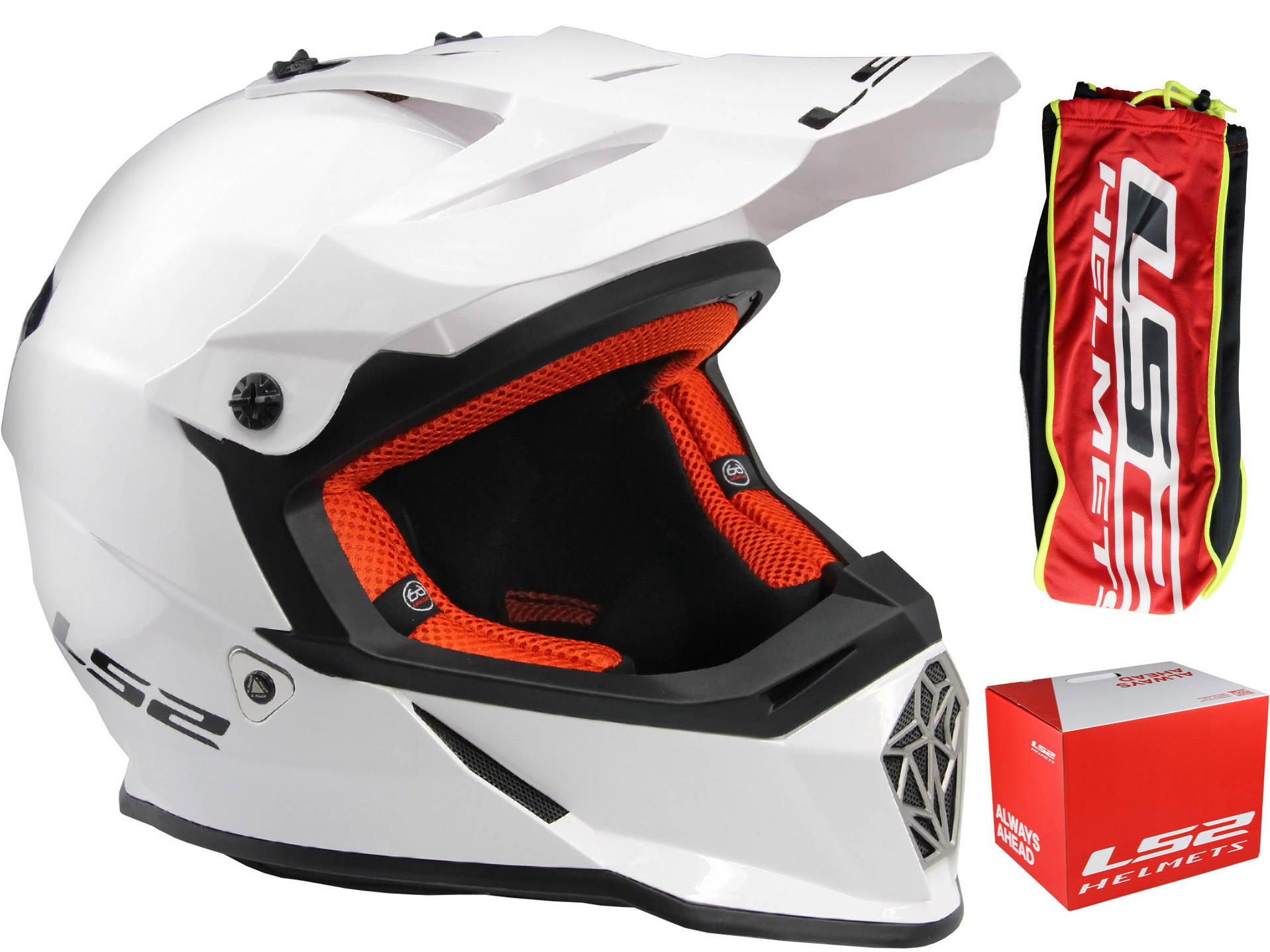 Prilba LS2 MX437 RÝCHLO BIELY LESK CROSS ENDURO XL
