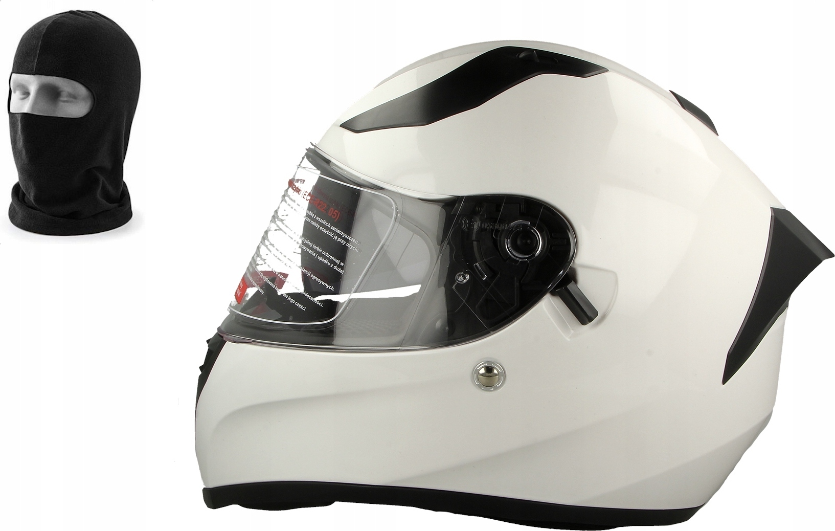 PLNÁ MOTO PRILBA V128 BIELA + BALACLAVA Veľkosť: S.
