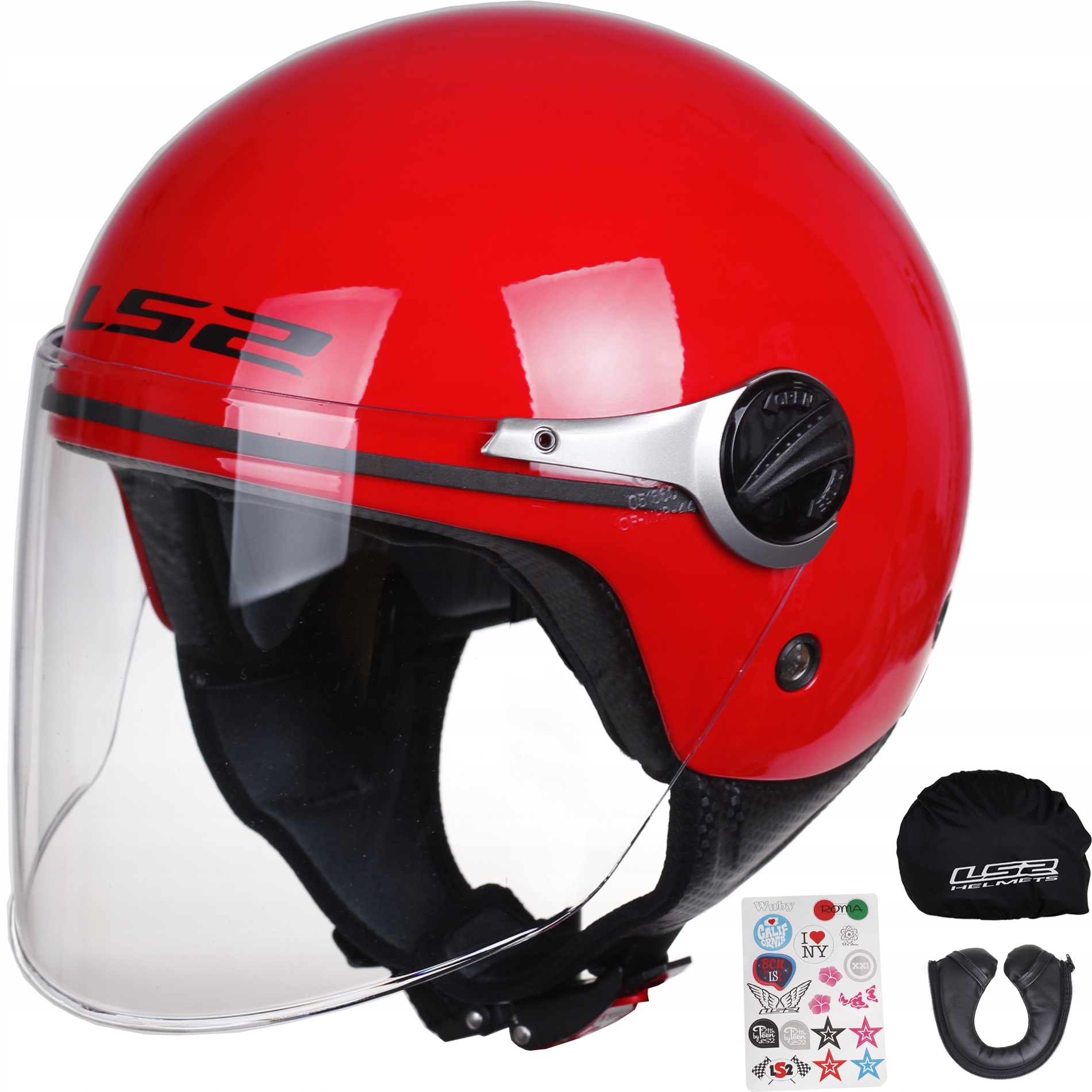 DETSKÁ OTVORENÁ PRILBA MOTOCYKLOV LS2 WUBY ČERVENÁ