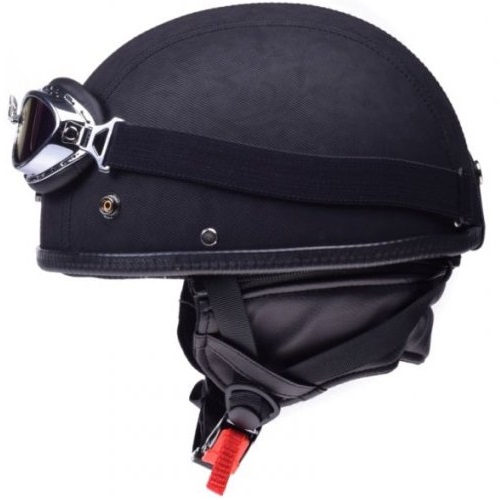 MOTOCYKLOVÁ PRILBA RETRO KOŽENÉ OKULIARE ORECH, MATNÁ L