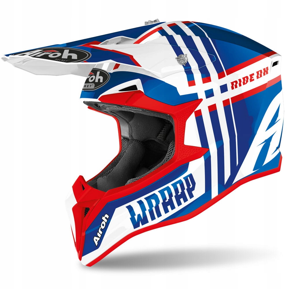 PRILBA NA MOTOCYKLE AIROH WRAAP ZLOMENÁ MODRÁ / ČERVENÁ M