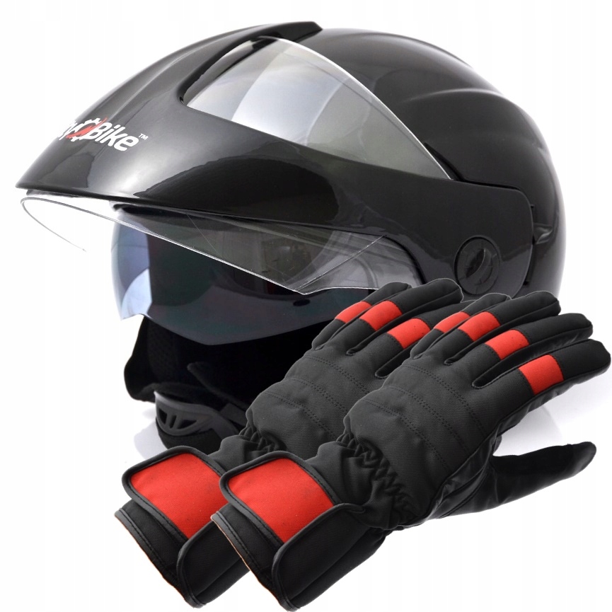 MOTORSKÝ SKÚTRE BLENDA ČIERNA M PRILBA + RUKAVICE