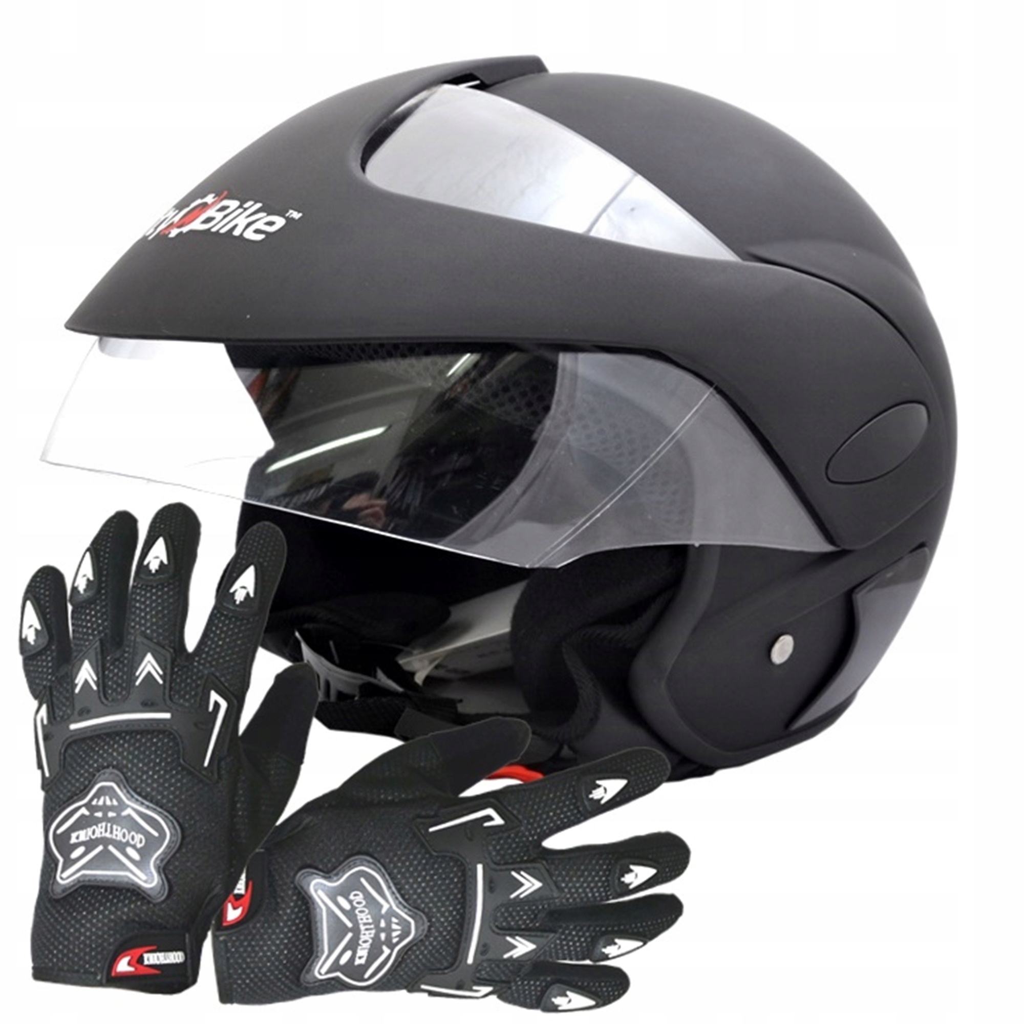 OTVORENÁ PRILBA MOTORSKÝ SKÚTRE MOTOCYKL L + RUKAVICE