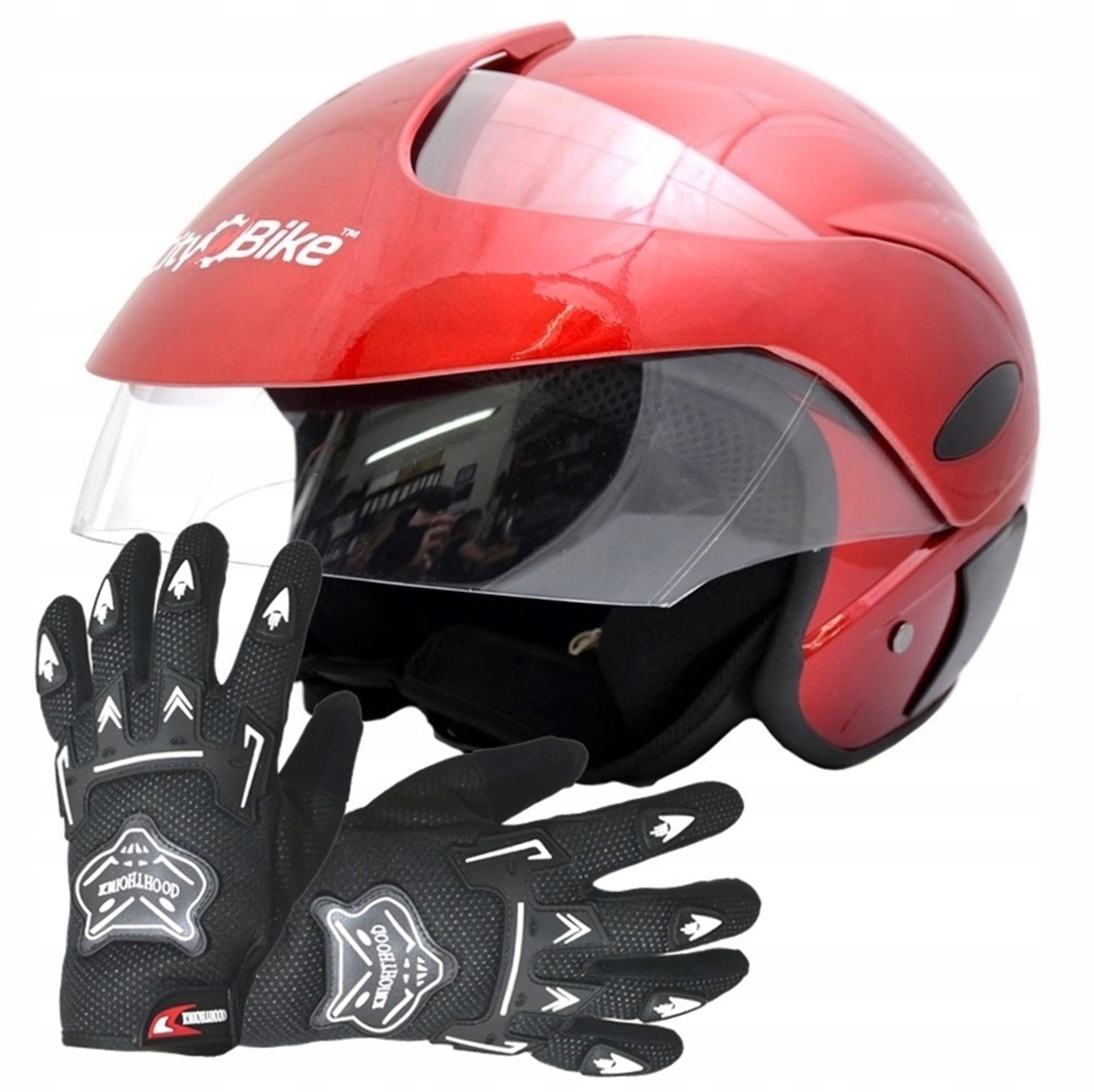 OTVORENÉ PRILBY MOTORSKÉ SKÚTRE MOTOCYKLE M + RUKAVICE