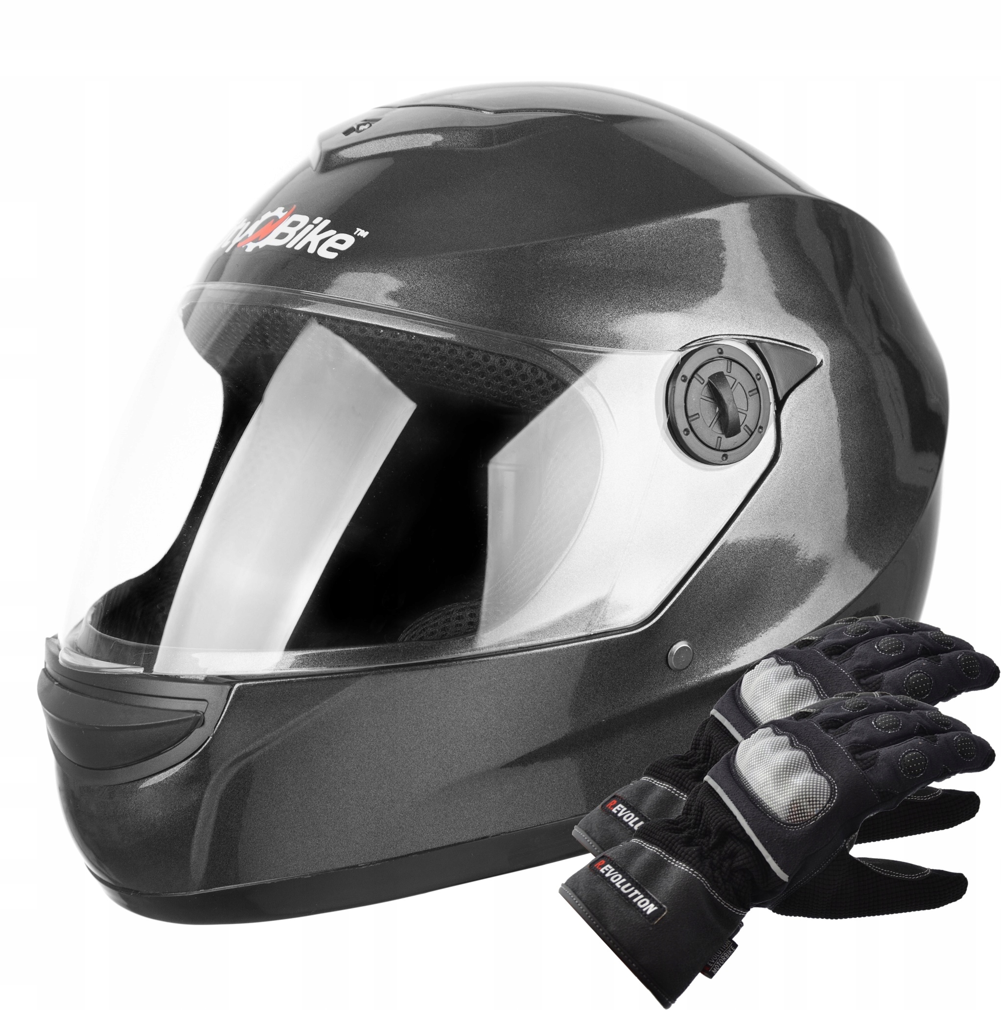 ZATVORENÁ PRILBA CELÝ MOTOCYKEL M SKÚTRE + RUKAVICE