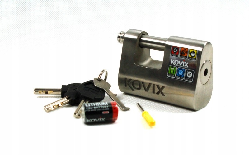 Visací zámok KOVIX KBL12 s alarmom strieborný 12 mm