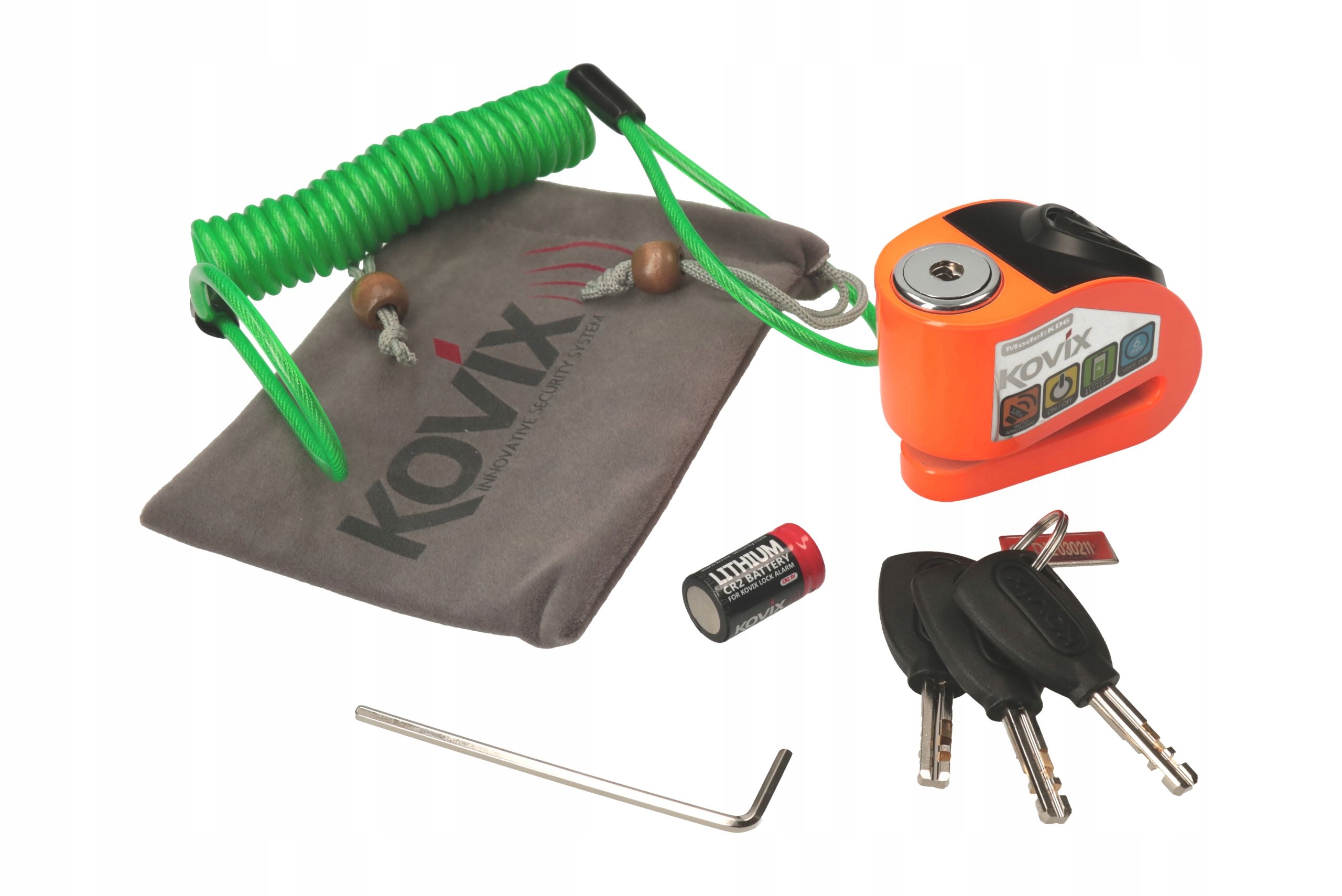 Blokovanie KOVIX KD6 s alarmom 120 dB + puzdro + kábel