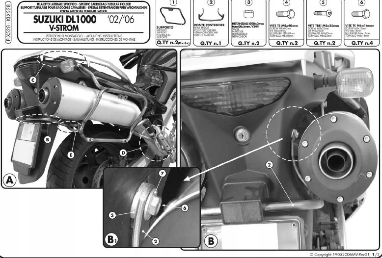 Kappa KLX528 Bočný montáž V35 DL1000, KLV