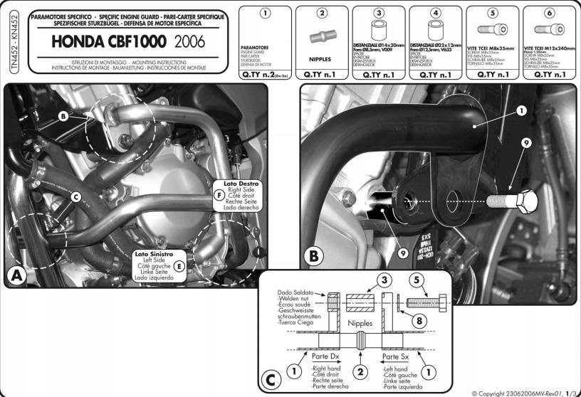 Padacie tyče Kappa KN452 HONDA CBF 1000 / ABS (06> 09)