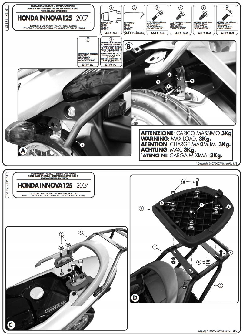 Kappa KR15 Honda Deauville 650 centrálny nosič