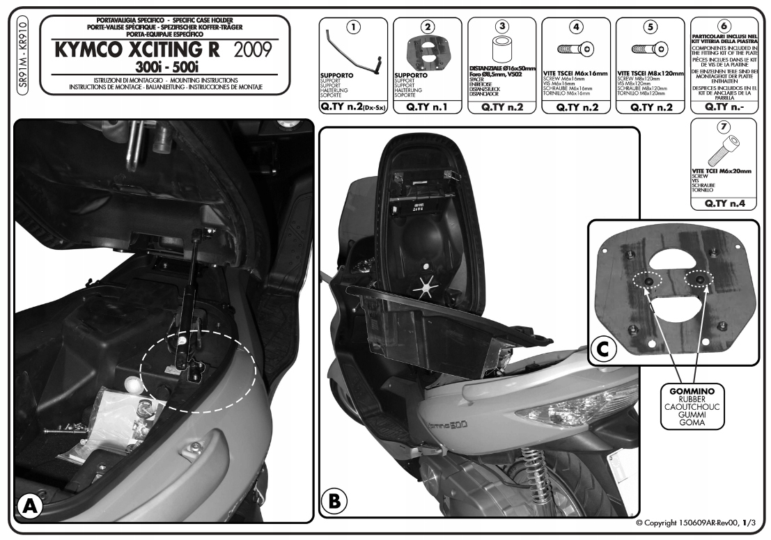 Centrálny stojan Kappa KR910 Kymco Xciting R300I R500I
