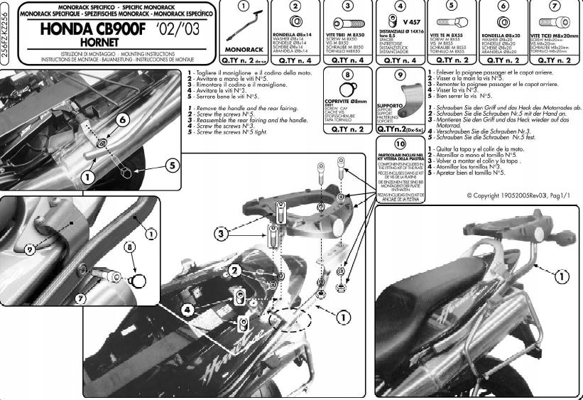Kappa KZ256 Honda CB 900 Centrálny horný nosič