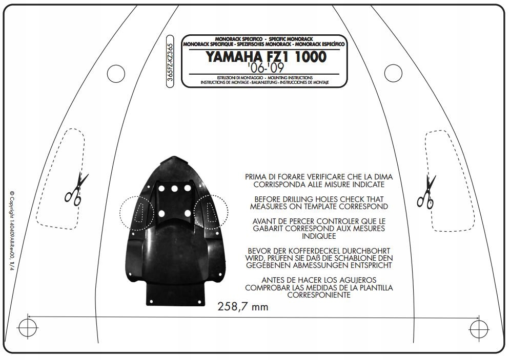 Kappa KZ365 Stredový rám. Yamaha FZ1 1000 (06-15)