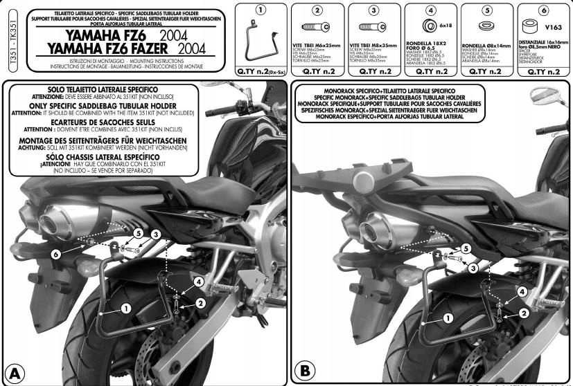 Brašny na rám Kappa TK351 Yamaha Fz 6- Fz 600 Fazer