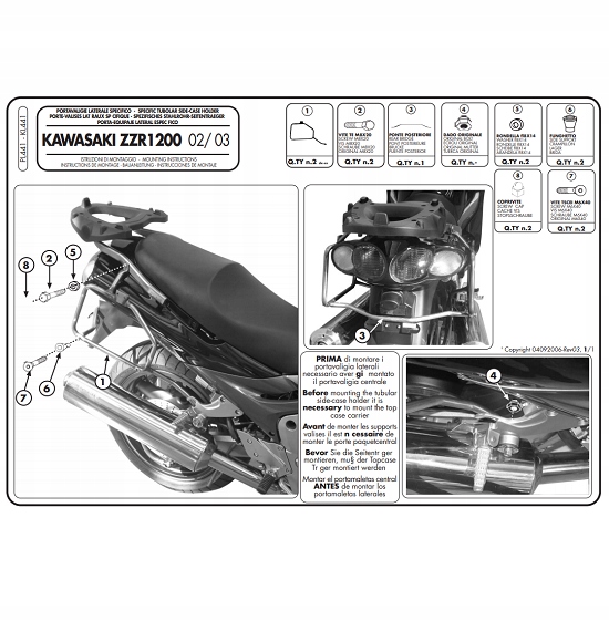 Bočný nosič Kappa KAWASAKI ZZR 1200 02-05 KL441