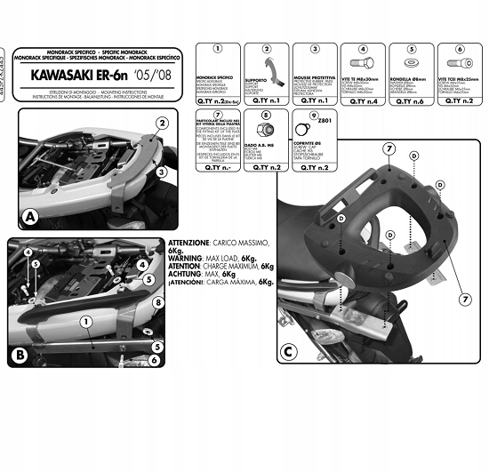 Centrálny regál Kappa KAWASAKI ER-6N ER-6F KZ445