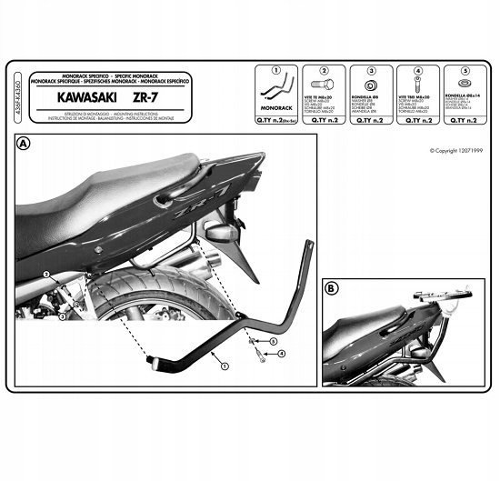 Stredový regál Kappa KAWASAKI ZR7 ZR7S 750 K4360