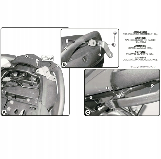 Rám Kappa pre vrchný kufor KAWASAKI VERSYS 650