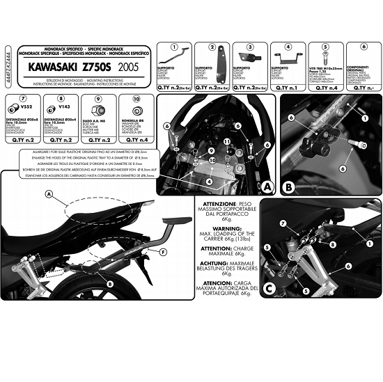 Horné puzdro rámu Kappa KAWASAKI Z 750S 05-