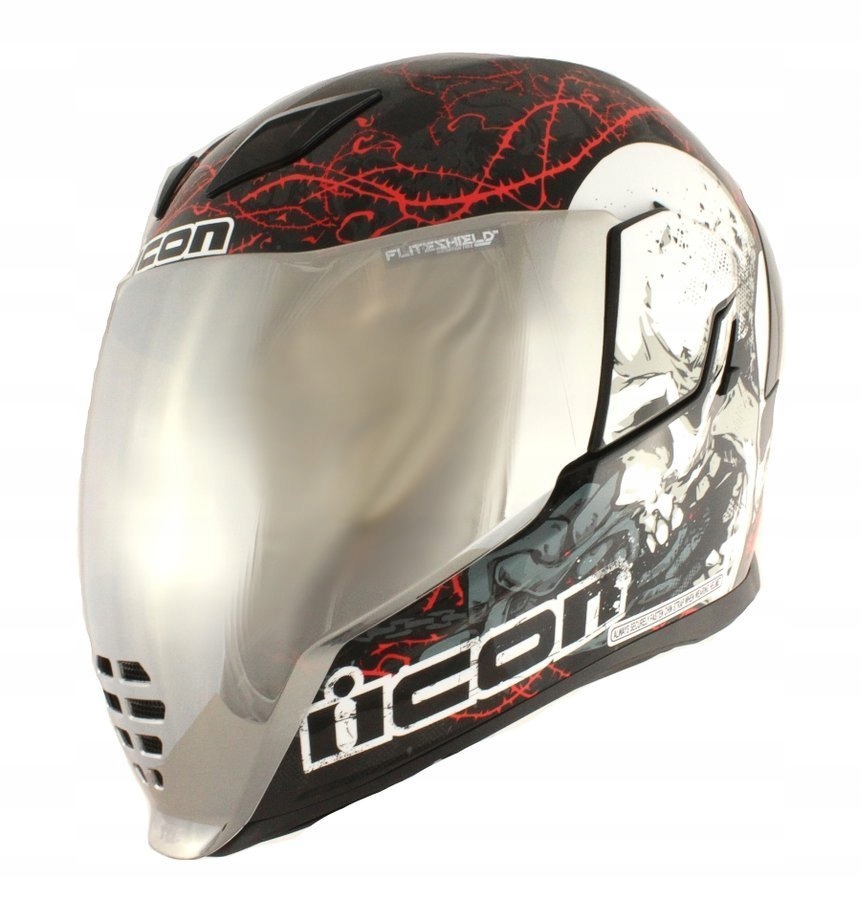 ICON AIRFLITE SKULL 18 strieborná prilba