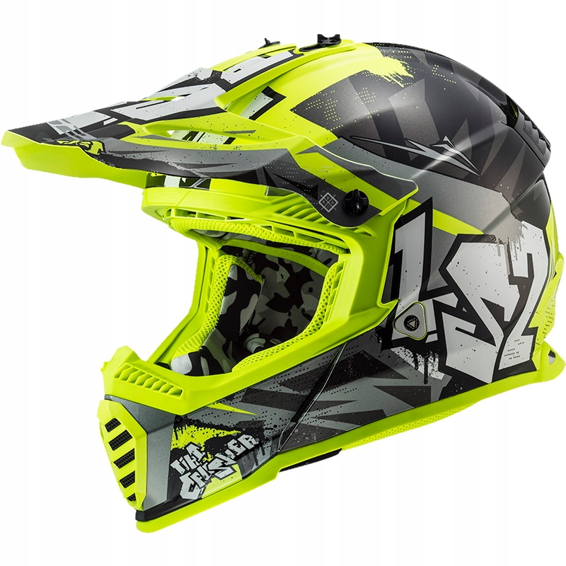 Prilba LS2 MX437 Fast Evo Crusher Black H-V Yel. S.