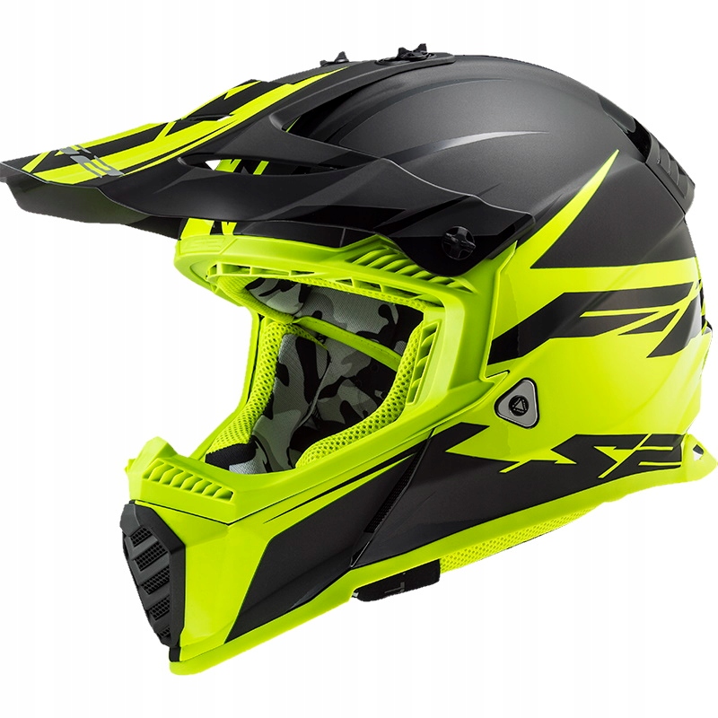 Čierna prilba LS2 MX437 Fast Evo Roar Black H-V Yellow M.