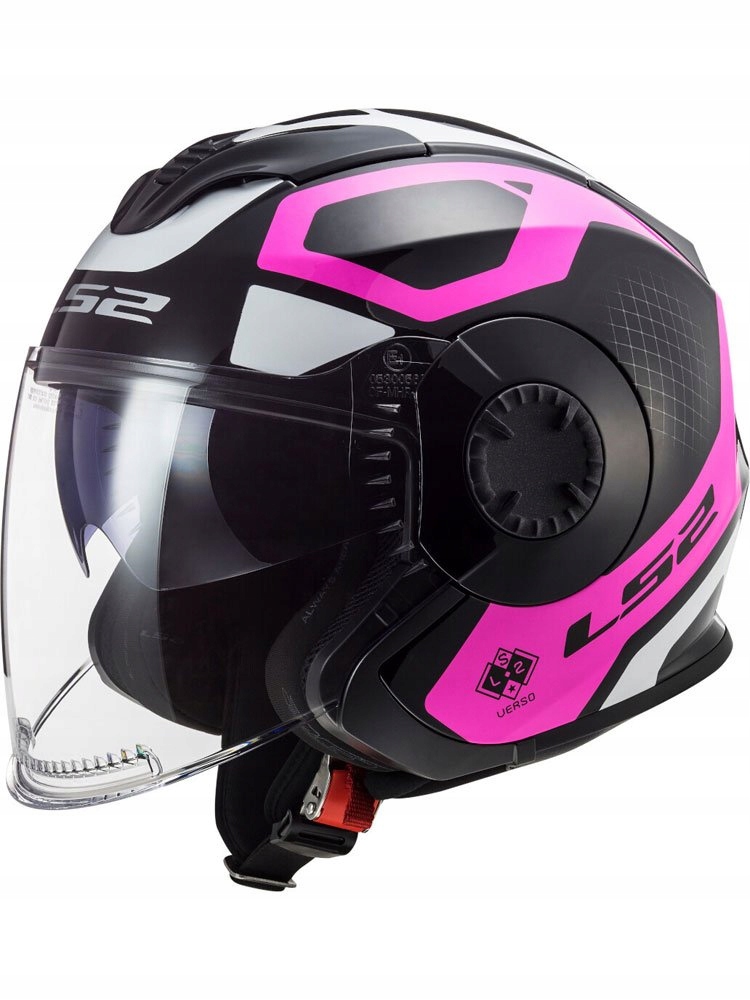 Čierno-ružová moto prilba LS2 Verso Marker. Mat