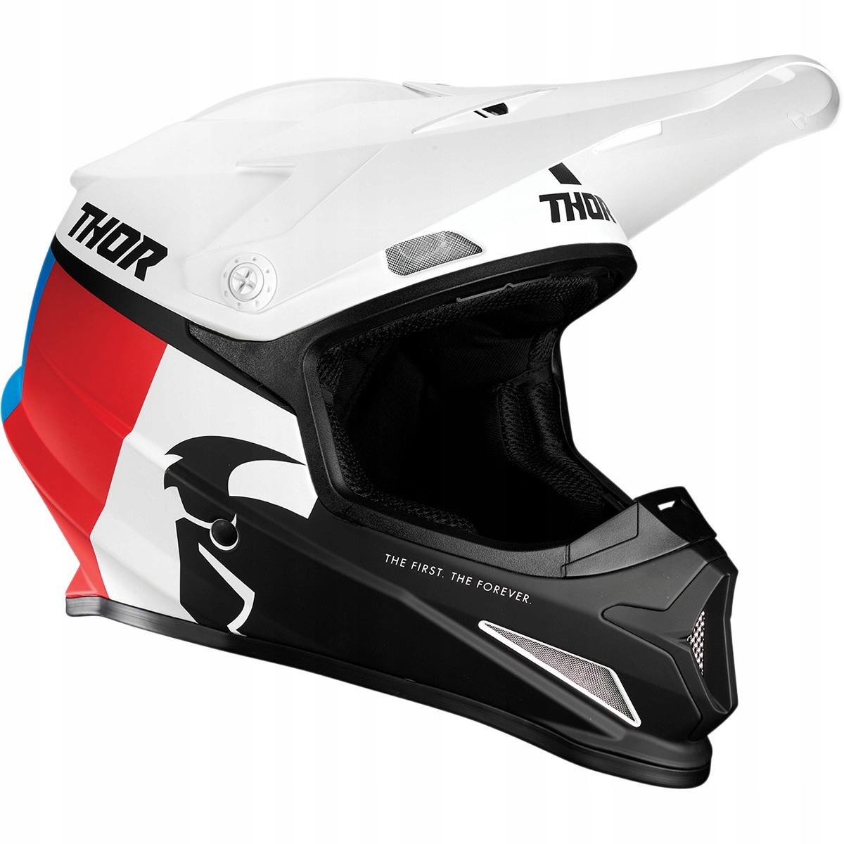 Prilba Thor Sector Racer biela / modrá / červená 4XL