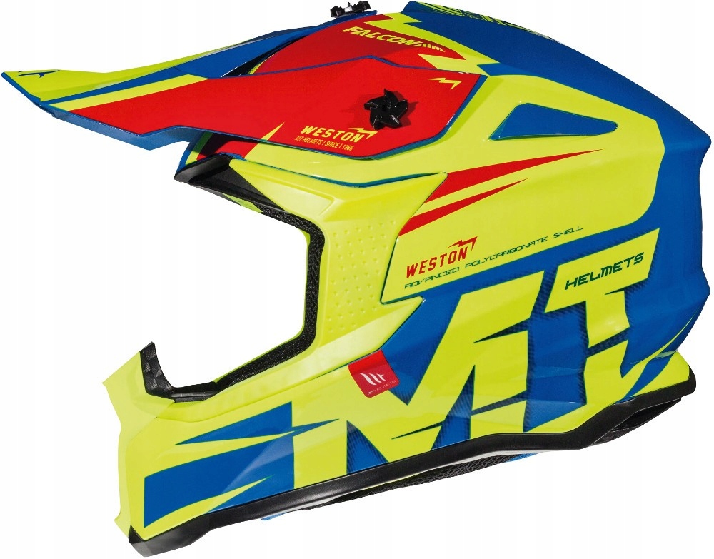 Crossová prilba MT Falcon - Weston Fluo / Blue / Red r.XL