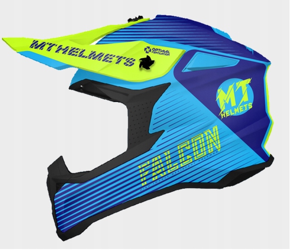 Krížová prilba MT Falcon - lesklá fluo žltá / modrá r.L