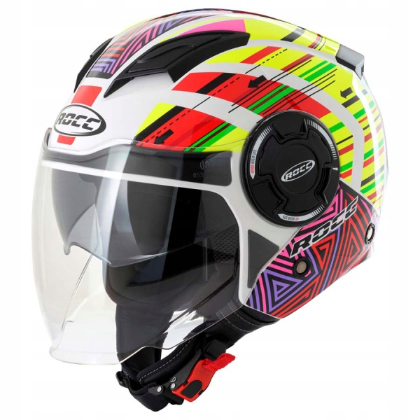 Moto prilba ROCC 283 biela / neónová žltá M.