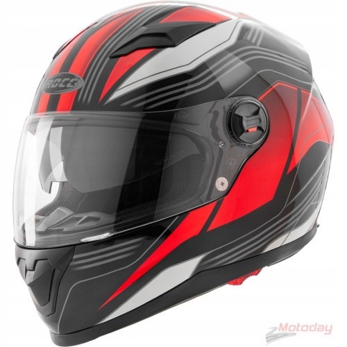 Moto prilba ROCC 333 matná sivá / červená M.
