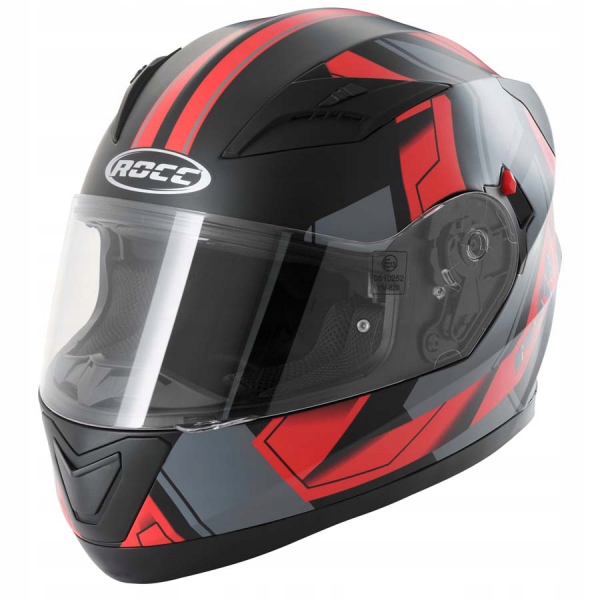 Moto prilba ROCC 412 čierna / červená / šedá Ľ