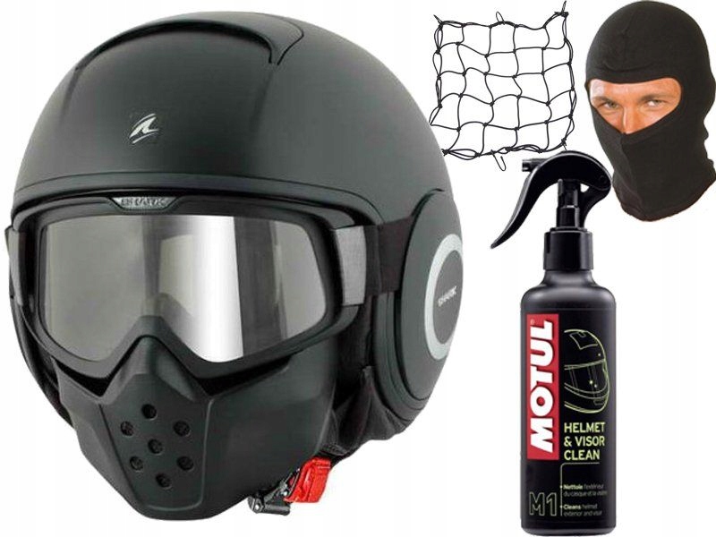 Moto prilba s otvorenou tvárou SHARK RAW BLACK MAT M