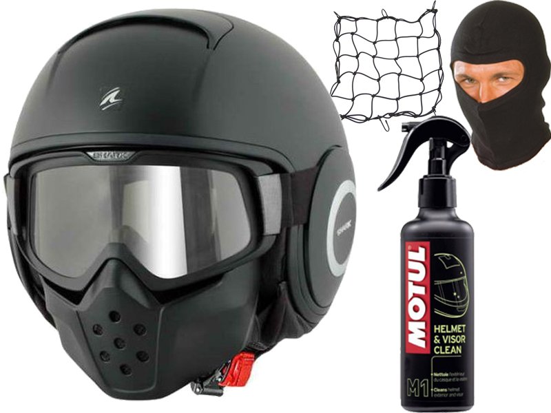 Otvorená motocyklová prilba SHARK RAW BLACK MATTE XL
