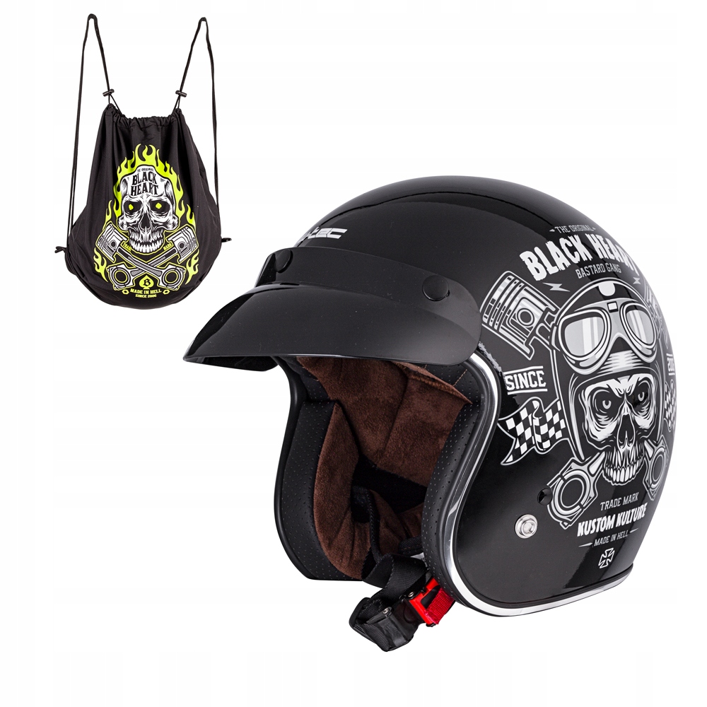 Otvorená chopperová motocyklová prilba W-TEC Kustom Blac