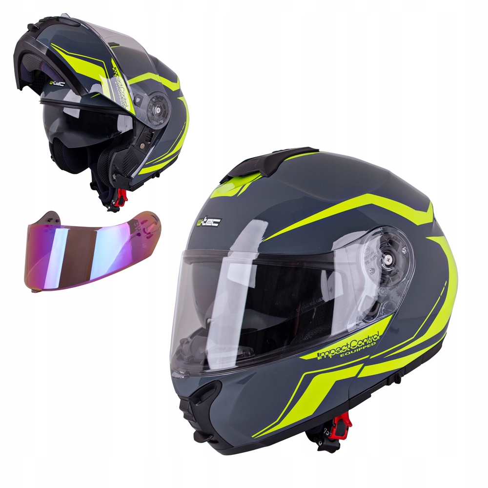 Žltá motocyklová prilba so štítom W-TEC S +