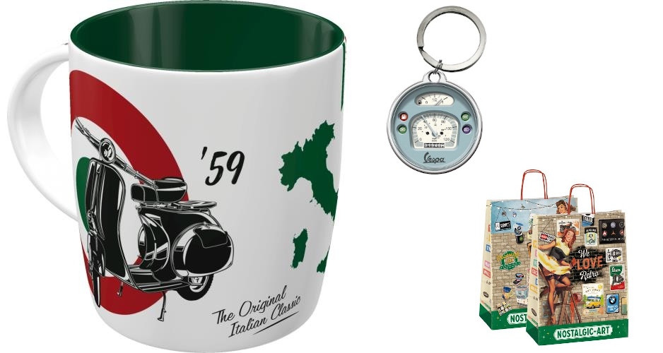 Hrnček VESPA ITALIAN KEY RING BAG darčeková sada