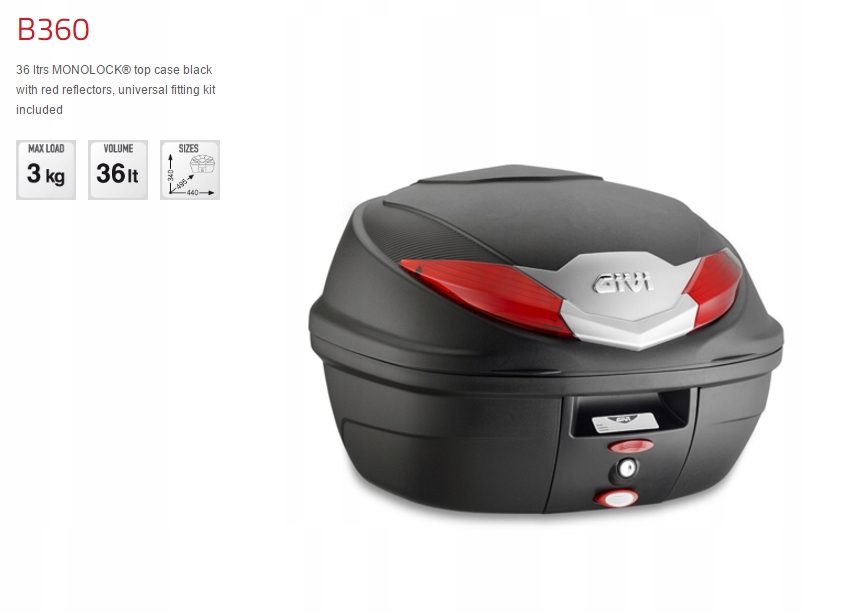 Stredový kufor Givi B360N Monolock - 36 litrov