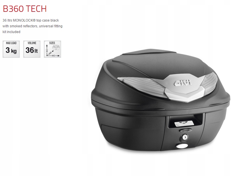 Stredový kufor Givi B360NT Monolock - 36 litrov