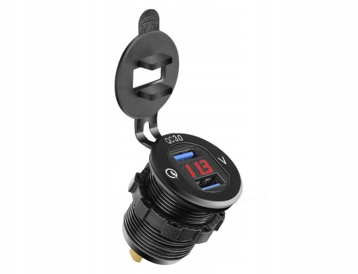 USB MOTOCYKLOVÁ NABÍJAČKA x2 QC3.0 VOLTMETER 3A C
