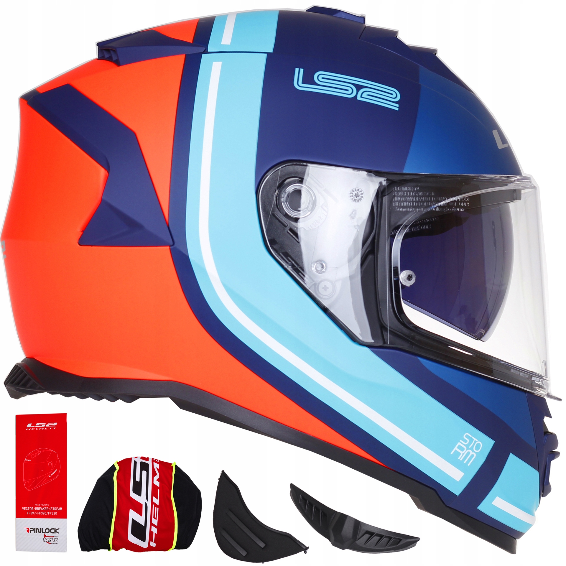 Prilba na motorku LS2 FF800 STORM SLANT modrá oranžová