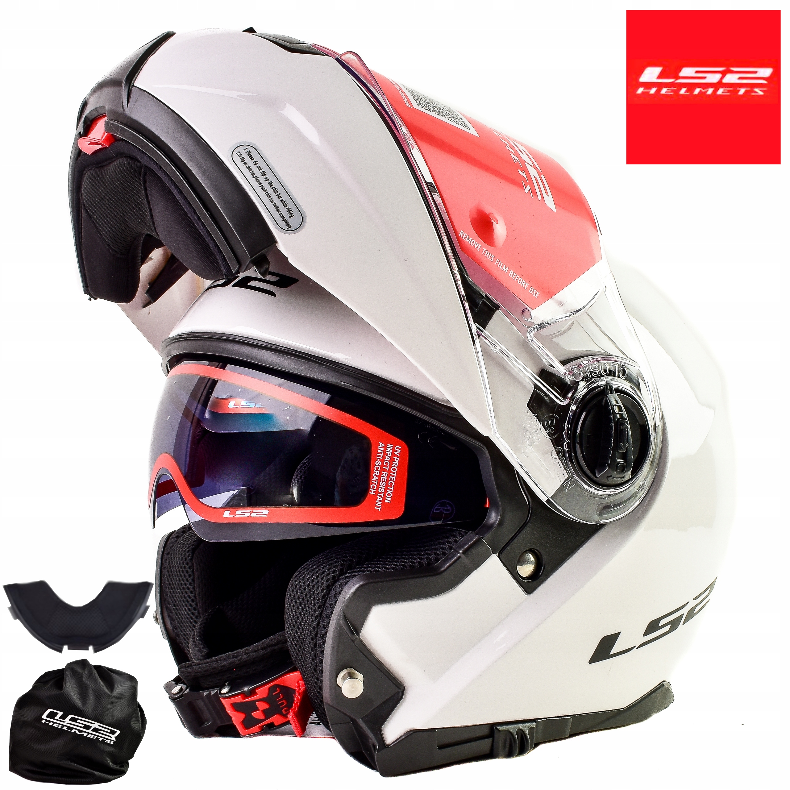 Čelistová prilba LS2 Strobe FF325 biela BLENDA S