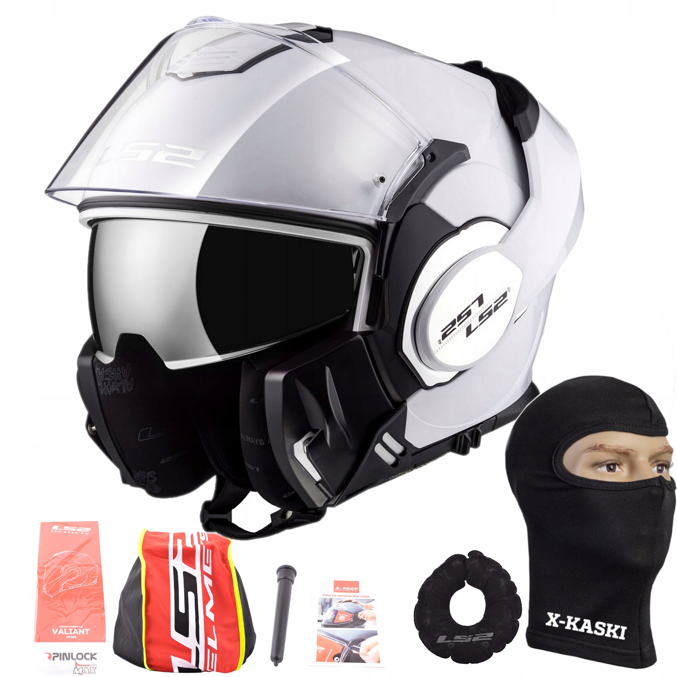 Čeľusťová prilba LS2 Valiant White Pinlock Blenda L